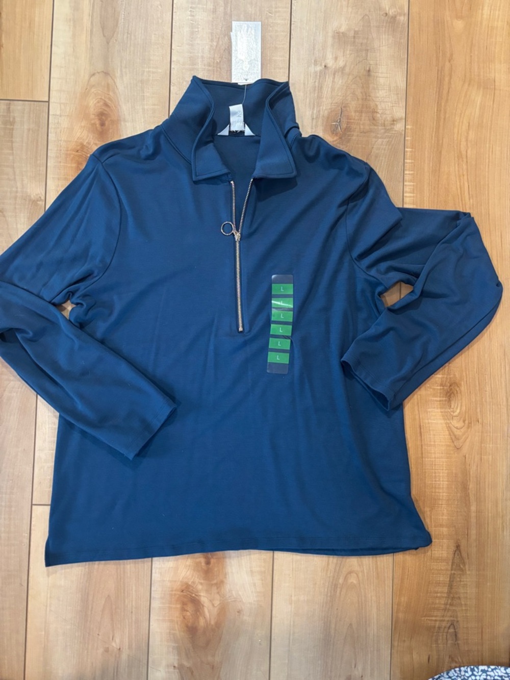 Nine West Navy  Quarter-Zip Pullover Top